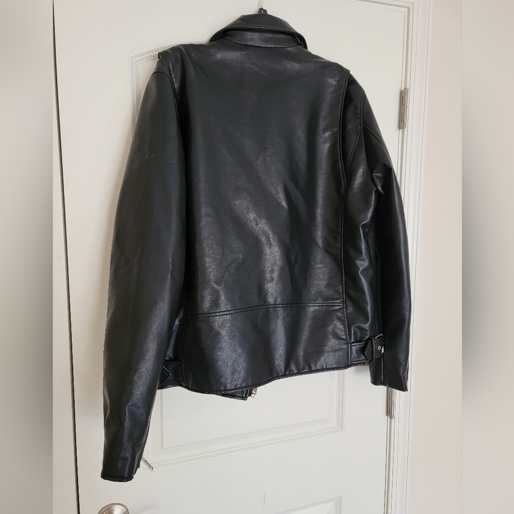 đ¤ Zara Moto BikerâJacket Black Faux Leather Zipper &Buckle Detailing Motorcycle - Picture 13 of 16